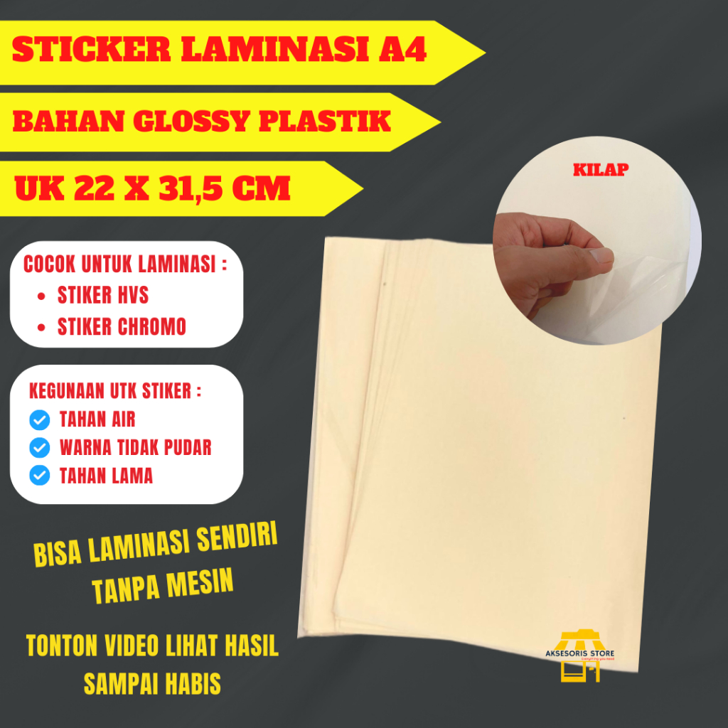 

Stiker Laminasi Dingin Glossy / DOFF A4