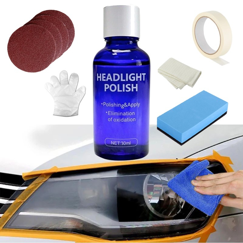 PEMBERSIH LAMPU HEADLAMP MOBIL MOTOR KUSAM MENGUNING RESTORER KIT 30ML