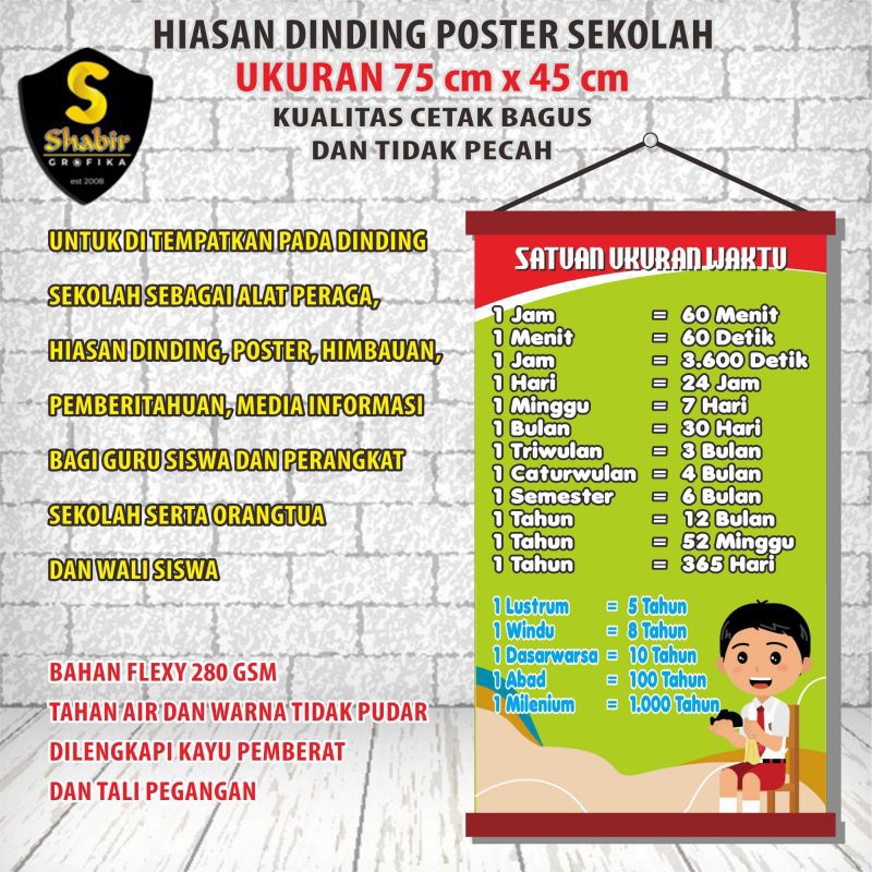

ALAT PERAGA SEKOLAH, POSTER INFORMASI SATUAN UKURAN WAKTU