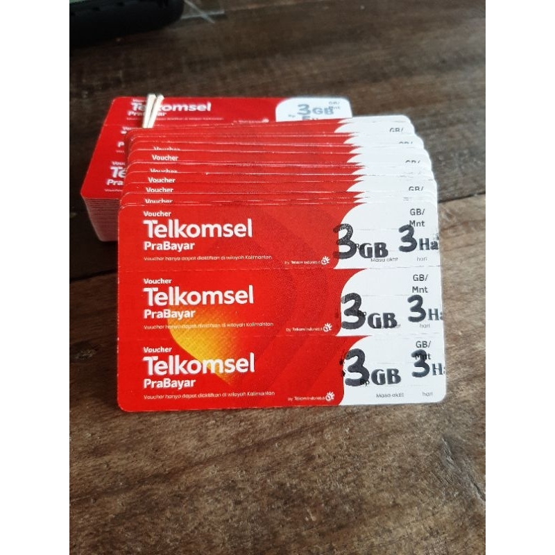 Voucher kuota Telkomsel 3GB 3 Hari Kalimantan, zona 3 varian baru