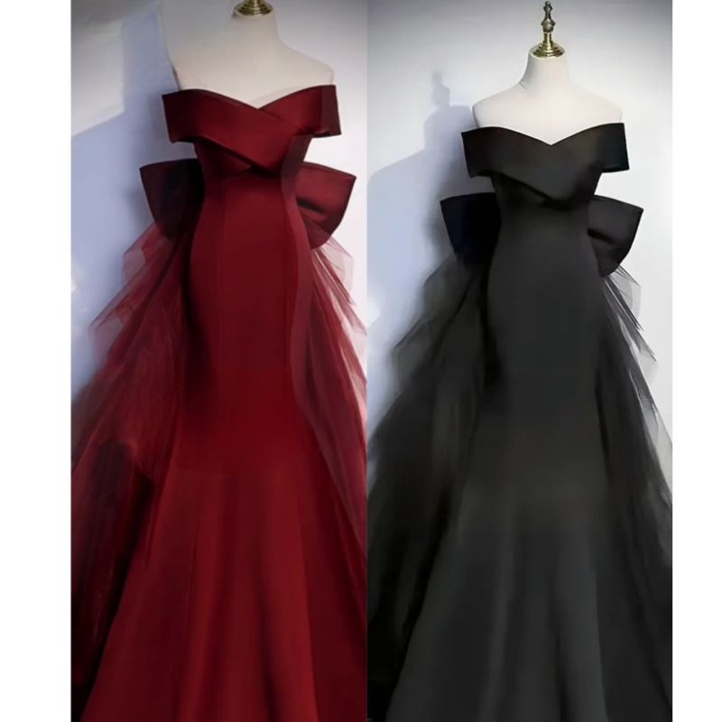 sabrina long dress flare gown gaun mekar dress pesta simple glamour dress event party wedding gown g