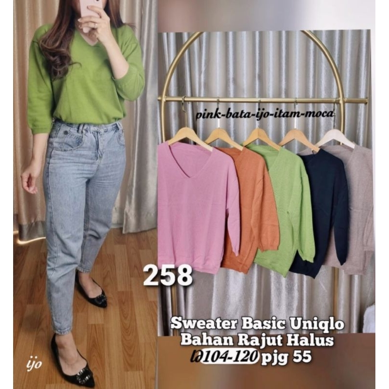 RESTOCK FM 258 atasan rajut import wanita | blouse cewek | blus cewe impor | lengan 3 4