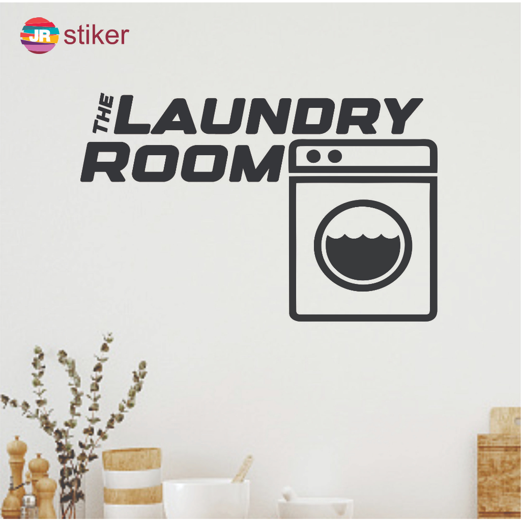 Wall Sticker Stiker Dinding Laundry Room Mesin Cuci Hiasan Dekorasi Dinding Kaca Custom Nama