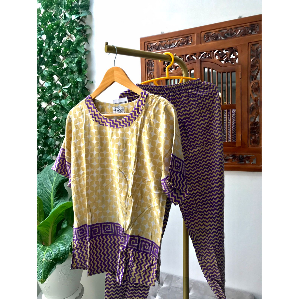 BAJU TIDUR SETELAN CELANA PANJANG BATIK PEKALONGAN MURAH BY LUZA