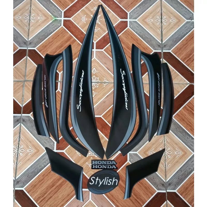 Stiker Striping Motor Scoopy Stylish 2018 Matte Brown  Sticker Lis Body Standar