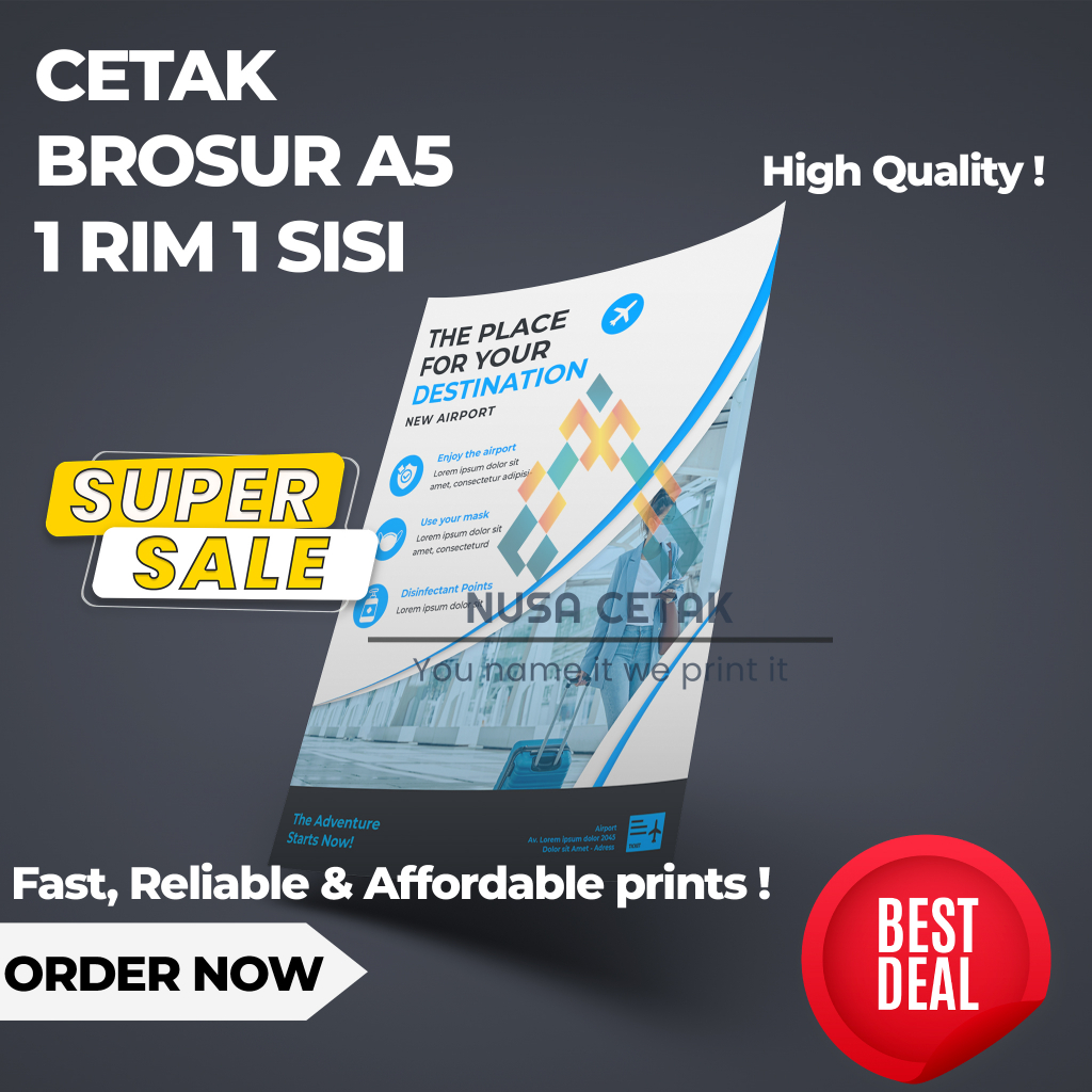 

Cetak Brosur/Flyer Murah A5 - 1 SISI (500 Lembar/1 RIM) | PO 2 HARI