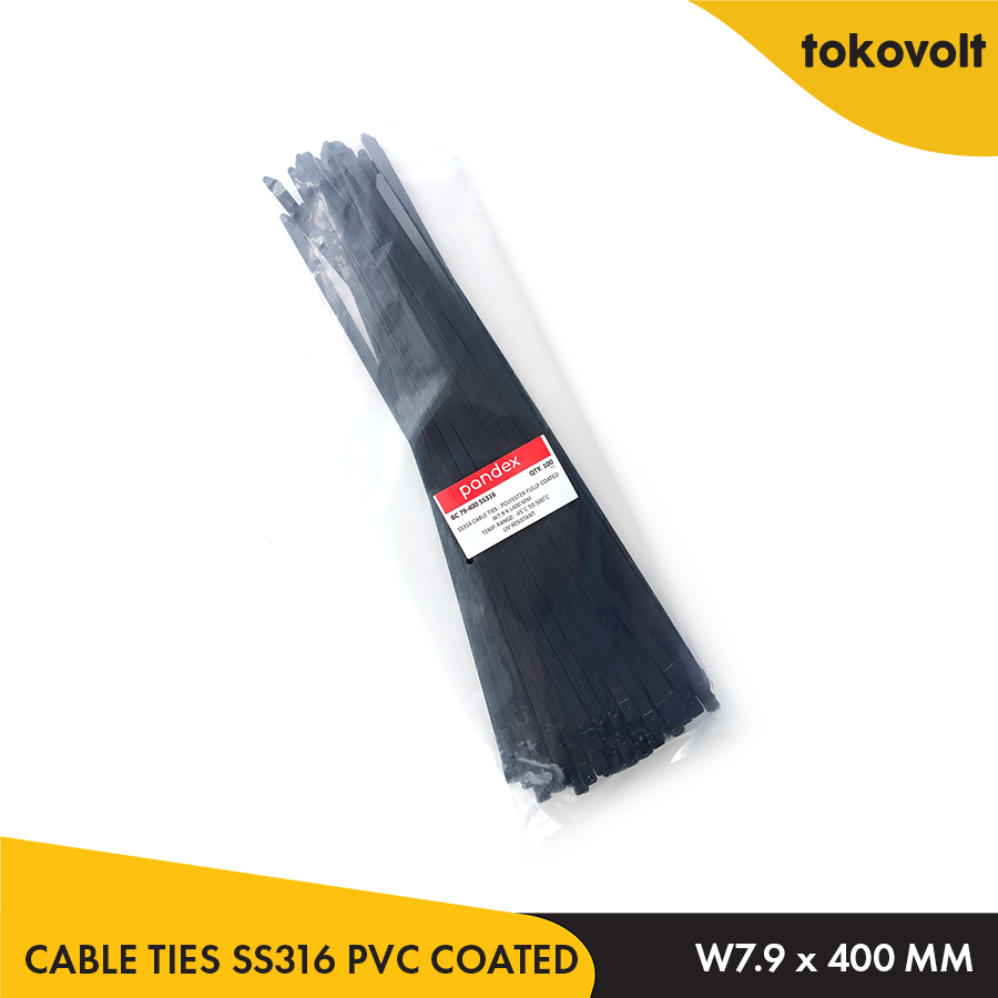 Pandex Cable Ties Stainless Steel PVC Coated 7.9 x 400 mm / Cable Ties SS316