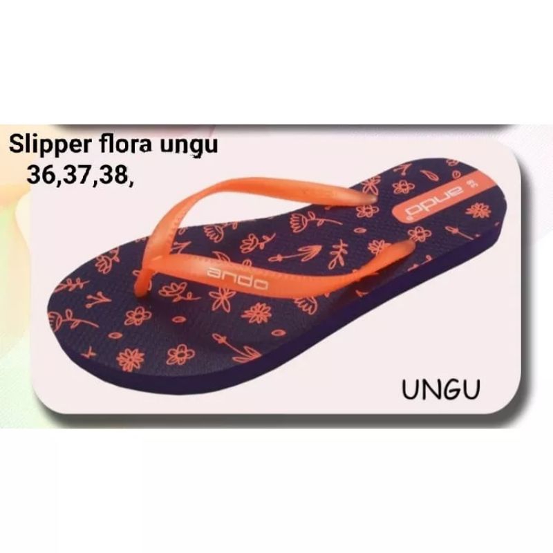 SANDAL ANDO SLIPPER FLORA - SANDAL JEPIT CEWEK MOTIF BUNGA