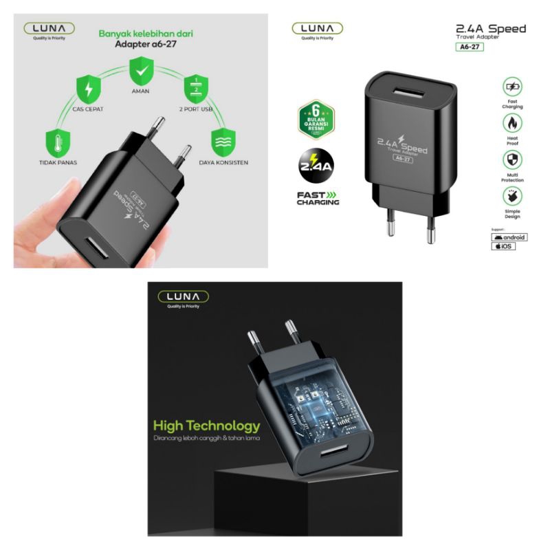 CHARGER CASAN BATOK LUNA CHARGER LUNA A6-23QC A6-23Q A6-27 A6-2AM A6-2AN