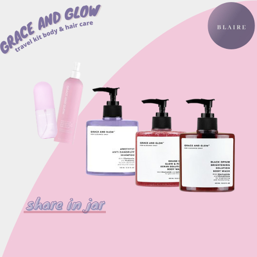 PROMO[SHARE IN JAR] GRACE AND GLOW BODY WASH SHAMPOO HAIR MIST BODY LOTION