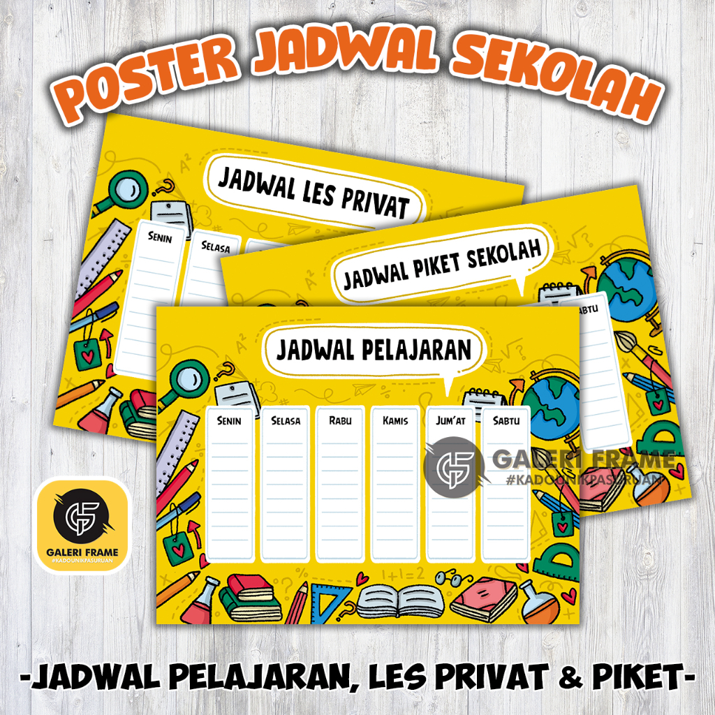 

POSTER JADWAL PELAJARAN, POSTER JADWAL PIKET SEKOLAH DAN POSTER JADWAL LES PRIVAT SI BUAH HATI DENGAN POSTER YANG KEREN DAN BAGUS || SELAIN ITU POSTER INI BISA MEMPERINDAH DAN HIASAN DIMEJA BELAJAR SIKECIL