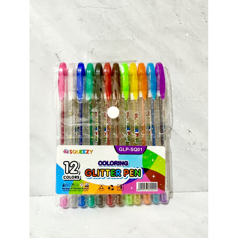 

Pena Glitter Squeezy 12 warna glitter pen warna warni rainbow
