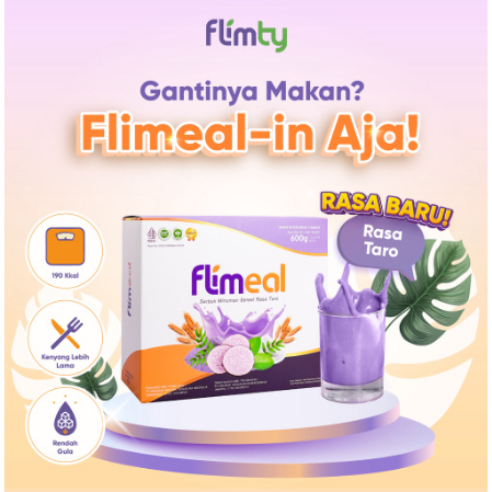 

Flimeal (Meal Replacement) - 1 Box (Isi 12 Sachet) - Taro