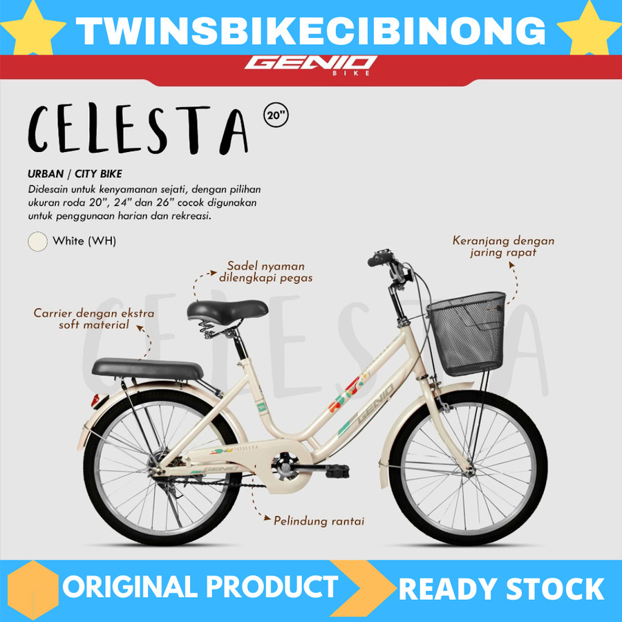 Sepeda Anak 20 Mini Keranjang Genio Celesta