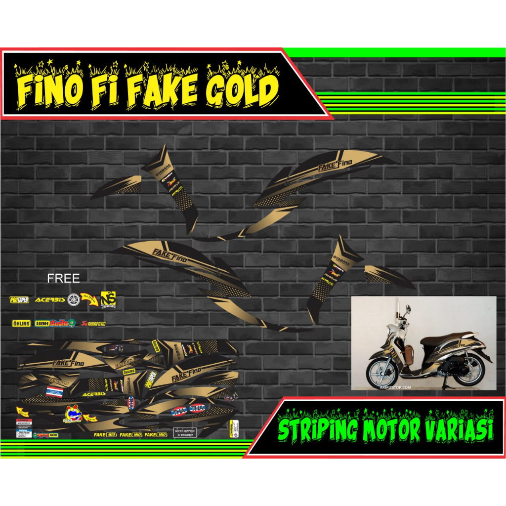 striping stiker motor yamaha fino fake gold semi full