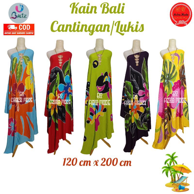 Kain Bali Pantai - Kain Bali Motif Lukis Jumbo - Sarung Pantai Azka Mode - Sarung Bali - Kain Pantai