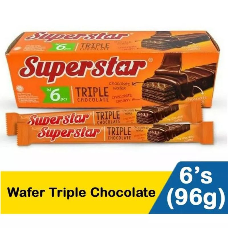 

Superstar Wafer Triple Coklat Murah 6 pcs