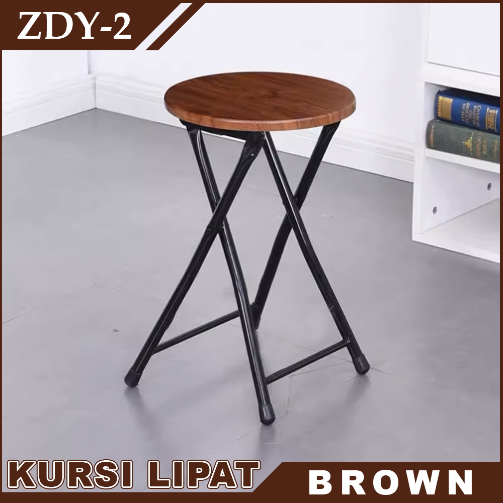 Kursi Lipat Bulat Metal Besi Kayu Kursi Tunggu Restoran Stool Tempat Duduk Lipat Indoor Outdoor