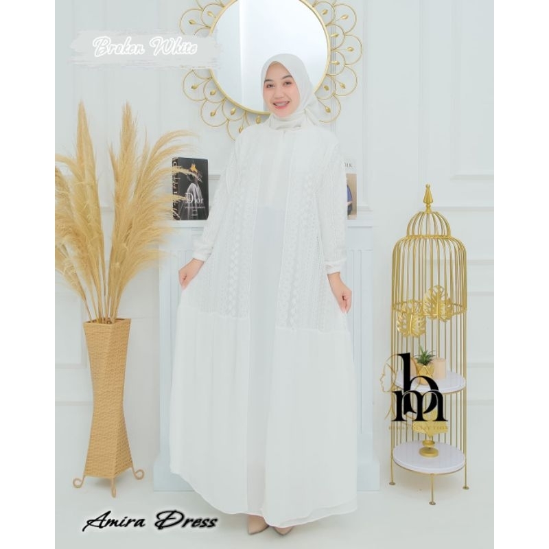 Gamis ceruty brukat full furring Amira dress