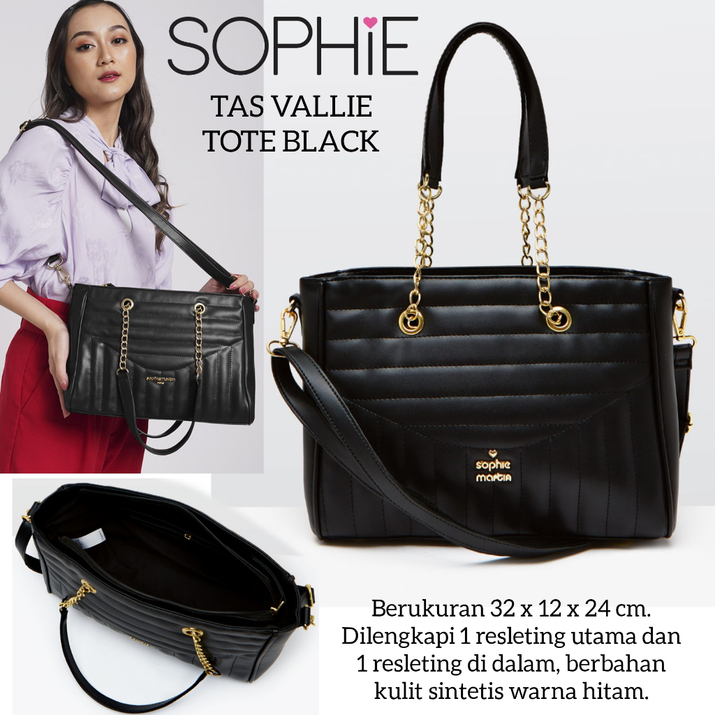 TAS VALLIE TOTE BLACK SOPHIE MARTIN PARIS PROMO TAS TOTE BAHU SELEMPANG WANITA BAG
