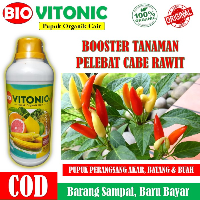 BIO VITONIC 500 ML - Pupuk Organik Cair Pelebat Cabe Rawit , Obat Semprot Perangsang Buah Cabe Rawit