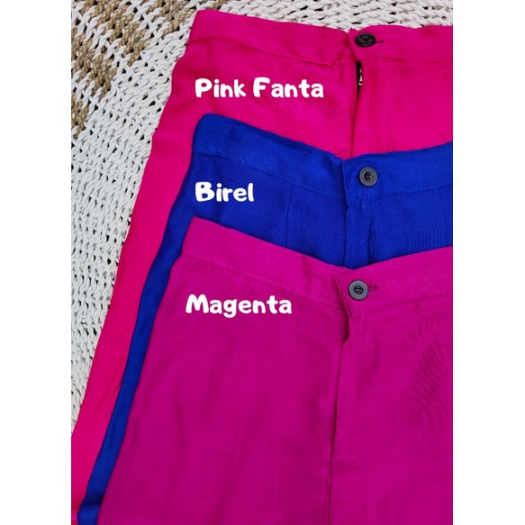 celana kulot dengan kancing / celana kulot kancing rayon warna pink