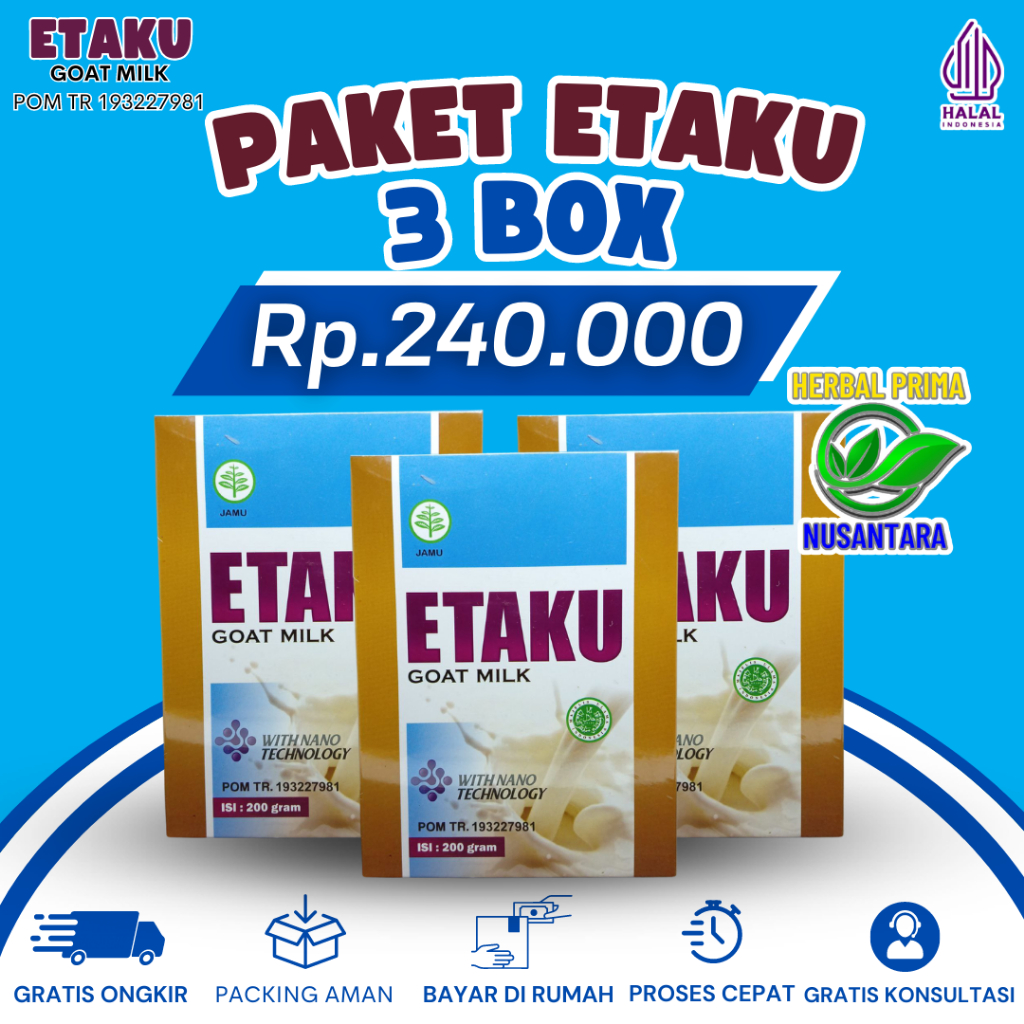 

Etaku Goat Milk - Susu Kambing Nyeri Sendi 3 Box (Terdaftar Bpom & Tersertifikasi Halal MUI)