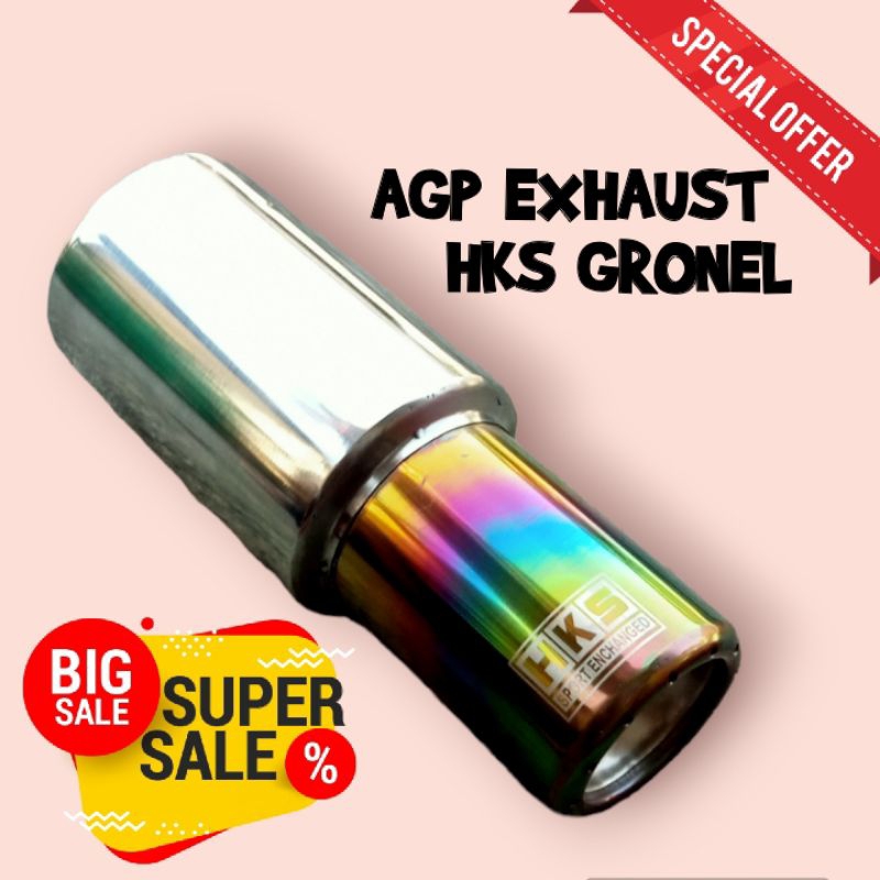 Knalpot HKS GRONEL ujung pelangi/rainbow bass halus adem untuk mobil bensin