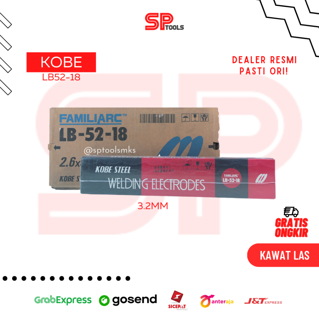 KAWAT LAS KOBE LB52-18 / LB 52-18 / 5KG 3.2MM AWS E7018 KOBE STEEL