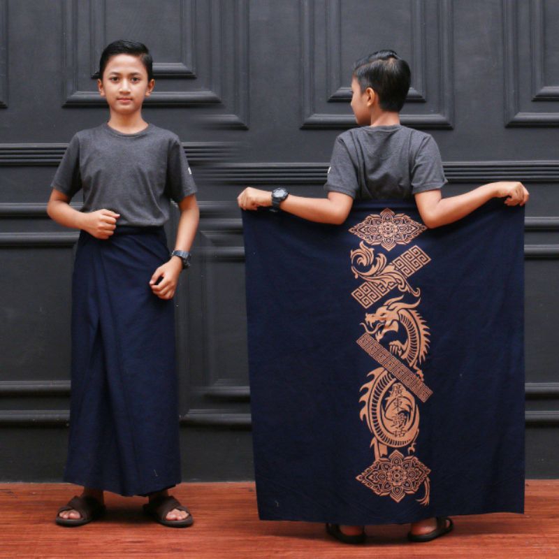 Sarung Batik Anak Motif Naga Polos Hitam // SARUNG // Sarung Santri anak