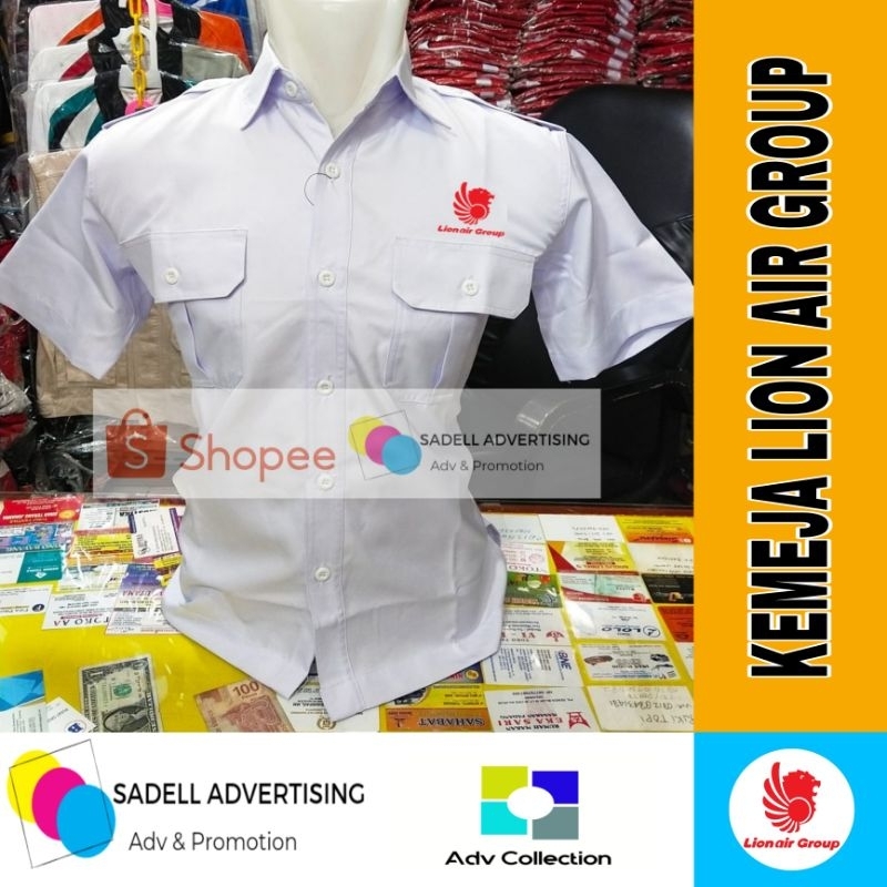 Kemeja Lion Air Group Seragam Lion Air Group Putih PDH Lengan Pendek Pria Bordir