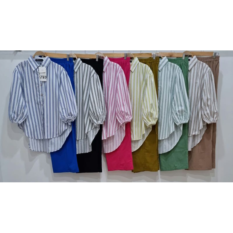 Zara Viona//One set ZARA//Setelan salur//One set//Setelan celana//Setcel//Setelan wanita//Baju setel