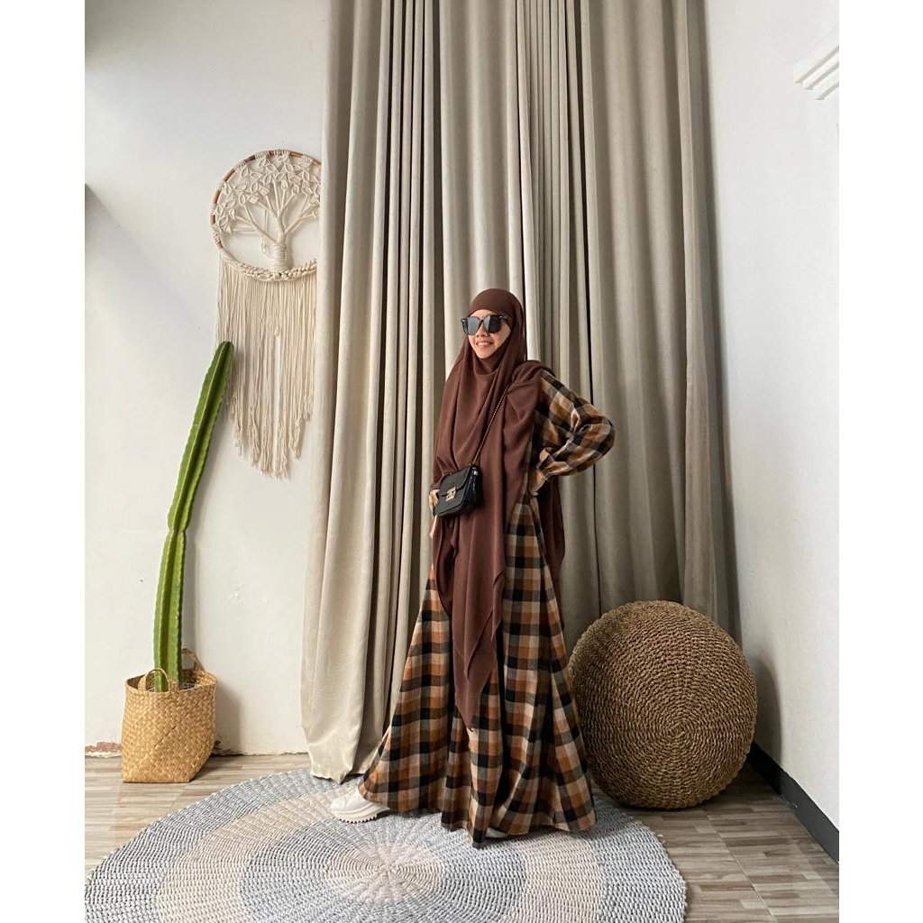HANA ABAYA GAMIS TUNIK SET MOTIF KOTAK