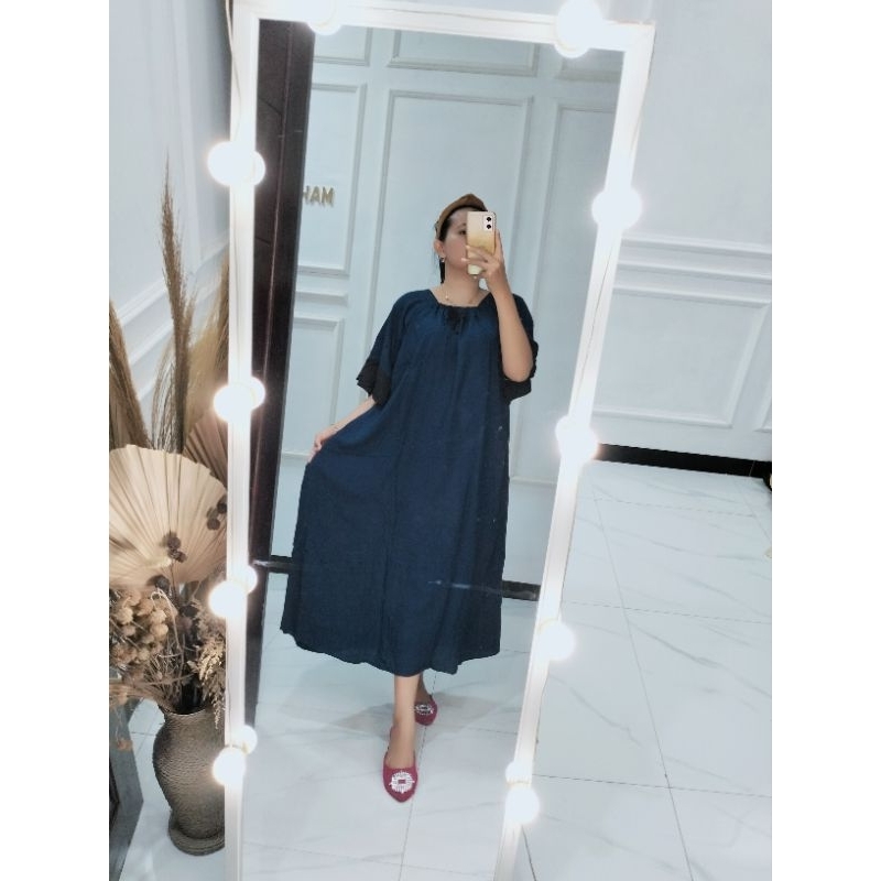 Daster jumbo list hitam | grosir daster murah | konveksi jatim