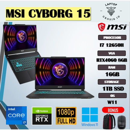 MSI CYBORG 15 I7 12650H RTX4060 8GB/ 32GB 1TB 15.6FHD IPS 144HZ BLIT