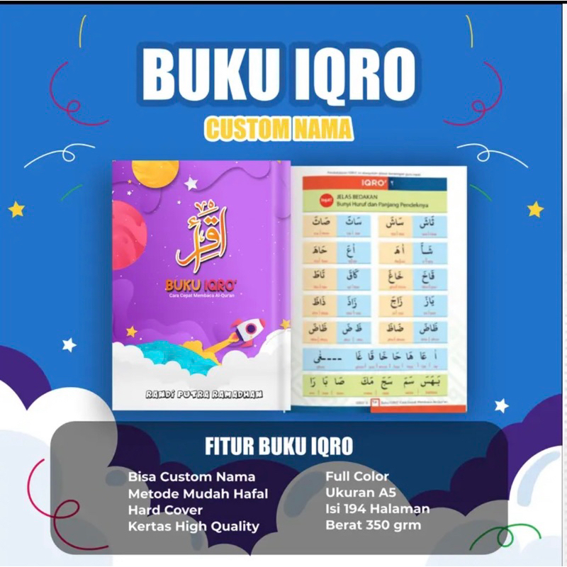 iqro milenial kids custom nama