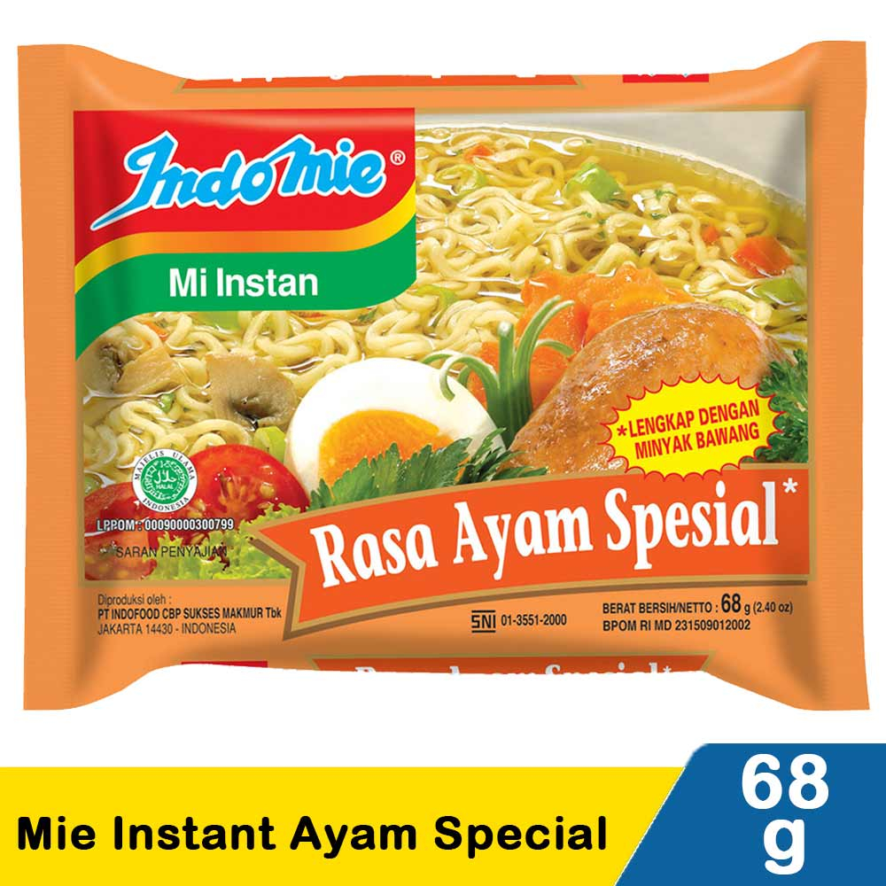 

INDOMIE MIE INSTANT AYAM SPECIAL 68/CTN ISI 40 PCS