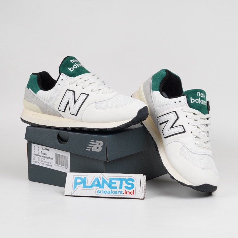 Sepatu New Balance 574 Beige White Krem Green Hijau Putih