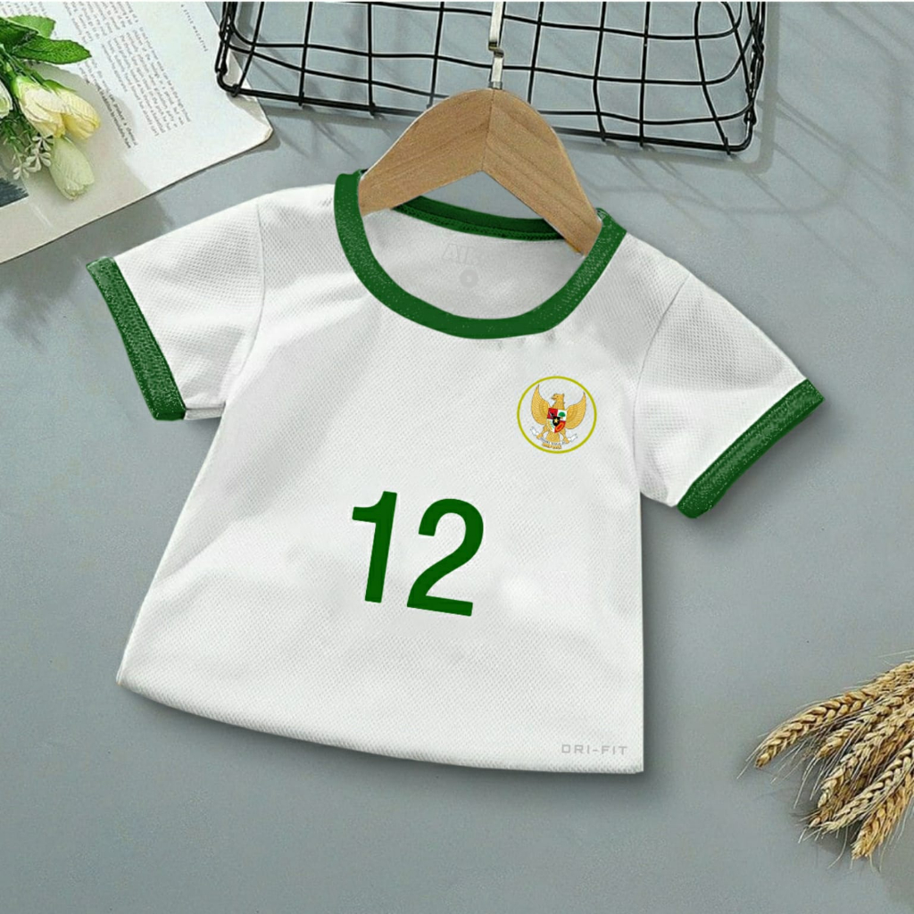 DazzleKids Atasan Jersey Baju Bola Anak - Anak Timnas Hijau Putih