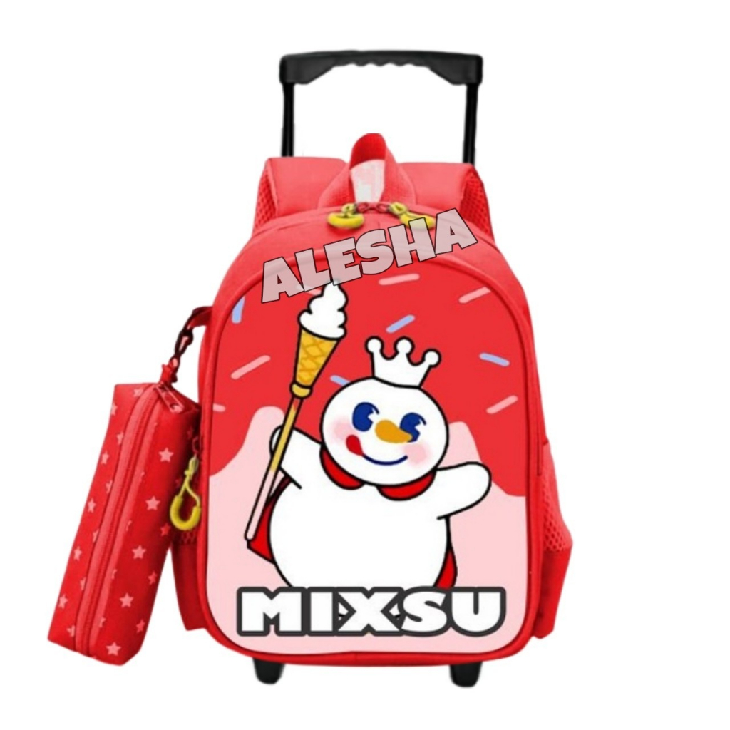 TAS RANSEL TROLI DORONG ANAK PEREMPUAN TAS MIXUE ANAK MODEL TERBARU TAS TROLI ANAK SEKOLAH PAUD TK S