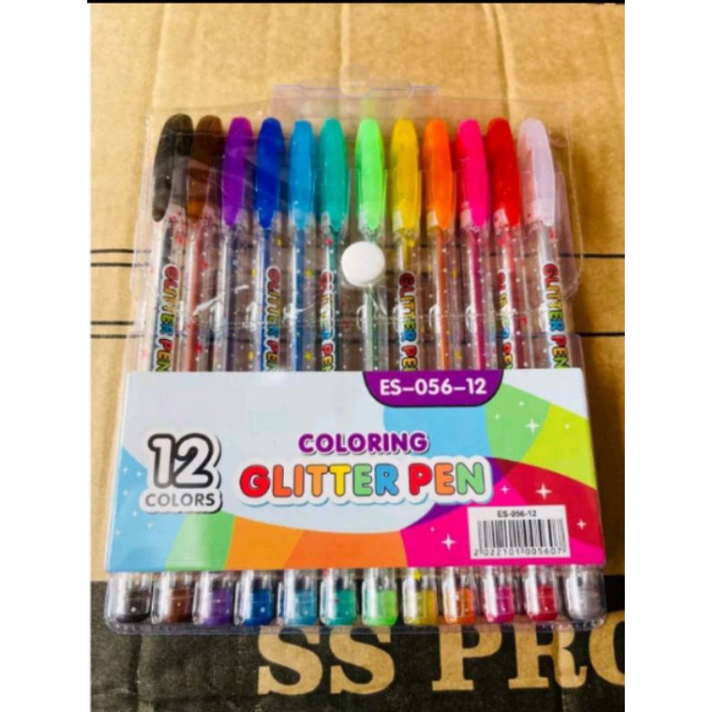 

pulpen gliter Neon collor 1 lusin perlengkapan alat tulis sekolah