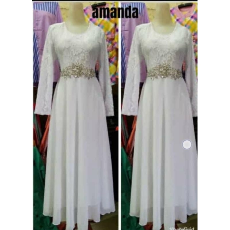 Gamis Putih Brukat/ sifon/ katun