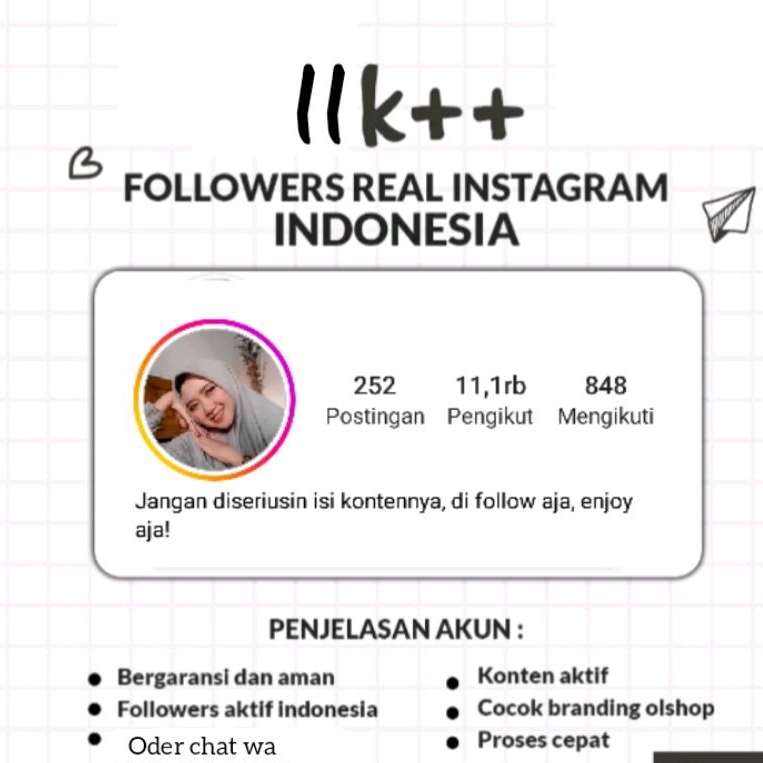 jual akun ig 11k follower real indo
