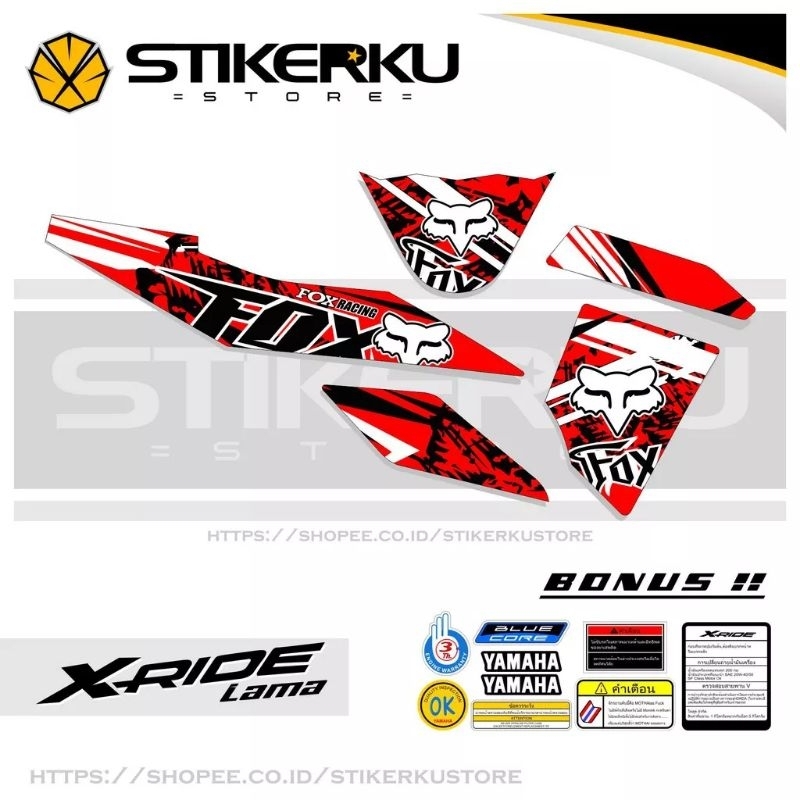 STRIPING XRIDE OLD / X RIDE 115 LAMA VARIASI STICKER / STIKER / SKOTLET GRUNGE FOX / RODRACE PREMIUM