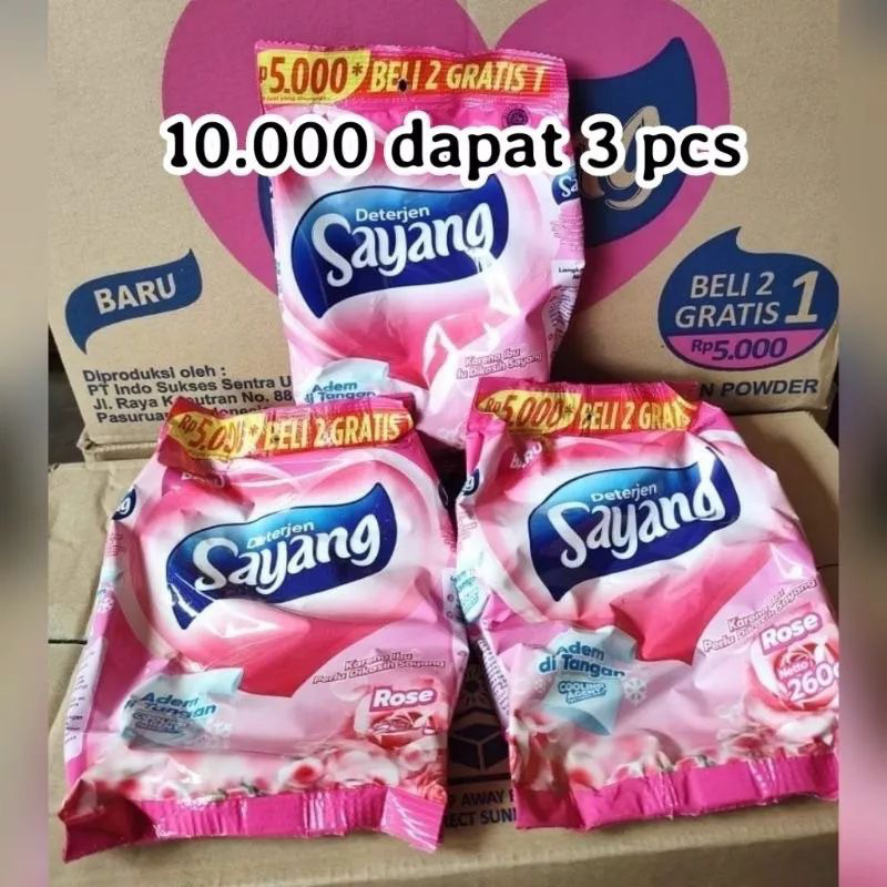 

Detergen Bubuk Sayang 260 gr Beli 2 Gratis 1