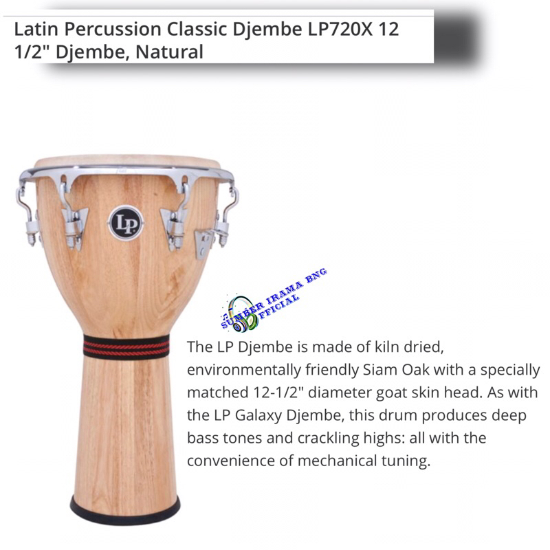 LATIN PERCUSSION LP 720X - CLASSIC DJEMBE LP720X - 12 1/2"