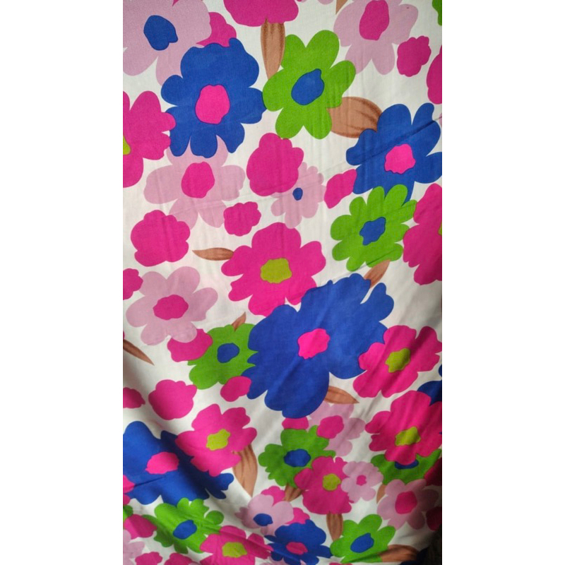 kain katun rayon viscose premium motif bunga besar warna warni