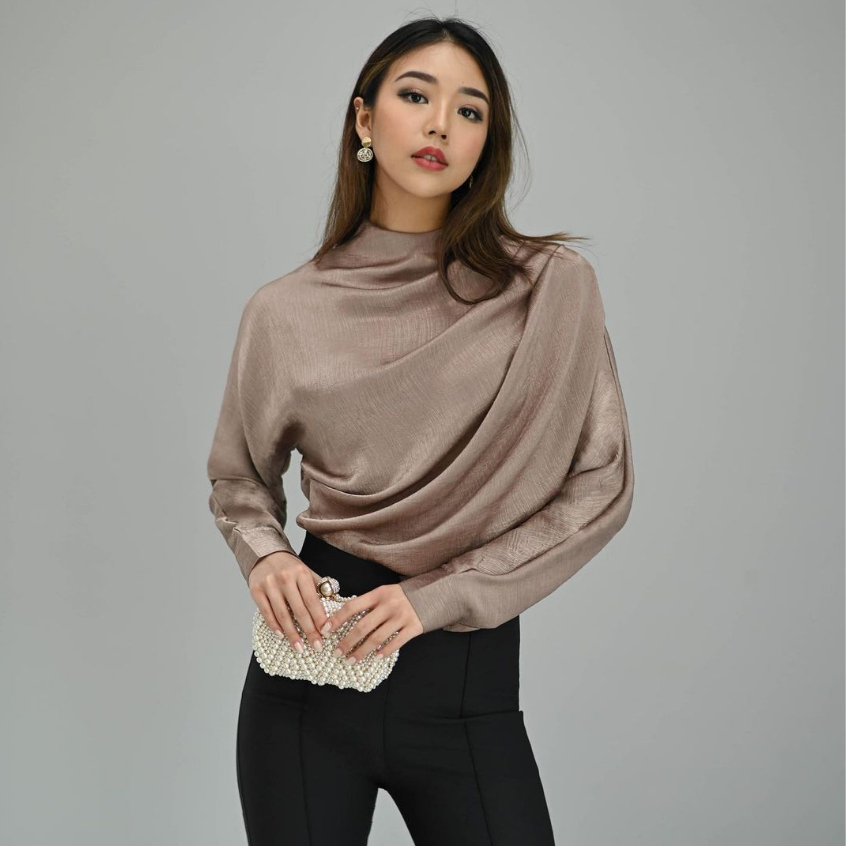 BARBARA TOP AIRFLOW SILK BLOUSE - ATASAN WANITA BAHAN SATIN - KEMEJA PESTA - ATASAN UNTUK KONDANGAN 