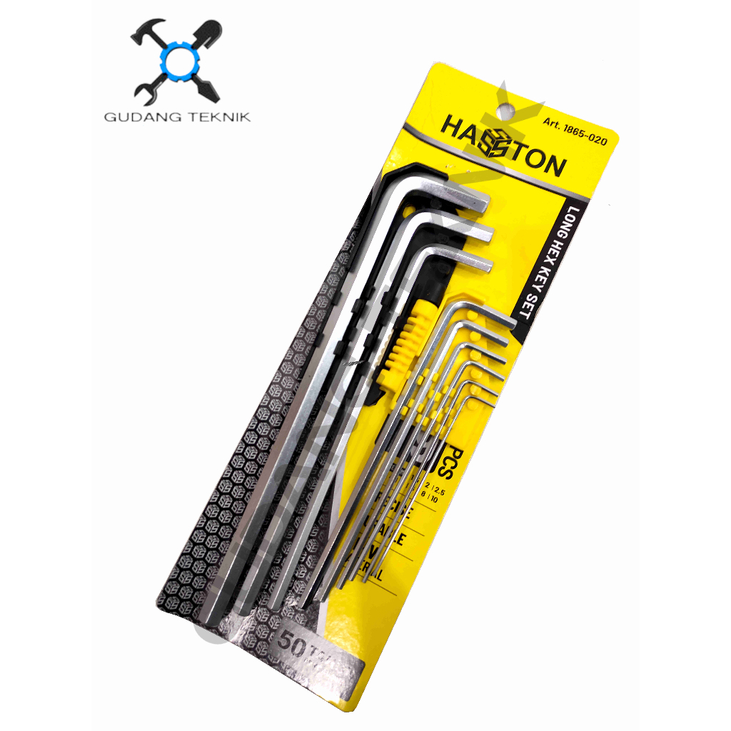 Kunci L Panjang Segi 6 SET isi 9 pcs 1865-020 HASSTON PROHEX / Kunci L Long Hex Key Kunci L Segi 6 S