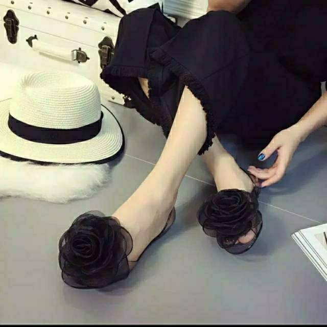 Sepatu Sandal Jelly Bunga kaca ALINA